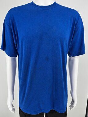 Vintage 1980s Heft-T by Tee Jays Single Stitch Blank Royal Blue T-Shirt (XL)